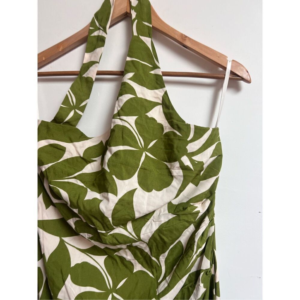 Petal & Pup Women's Green White Tropical Halter Open Back Maxi Dress Large NWOT - Picture 9 of 14